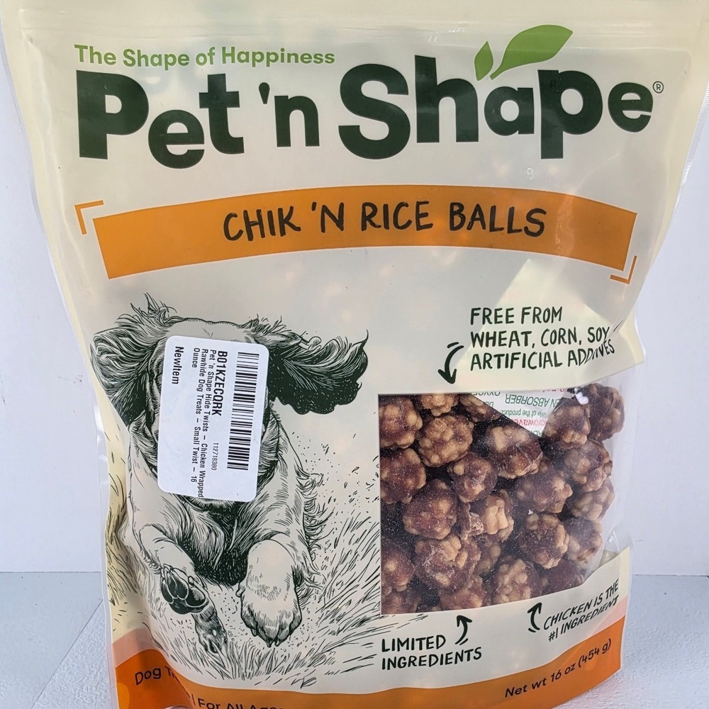 Pet n Shape Chik n Rice Balls Chicken Dog Treats 16oz Wheat Corn Soy Free 10316